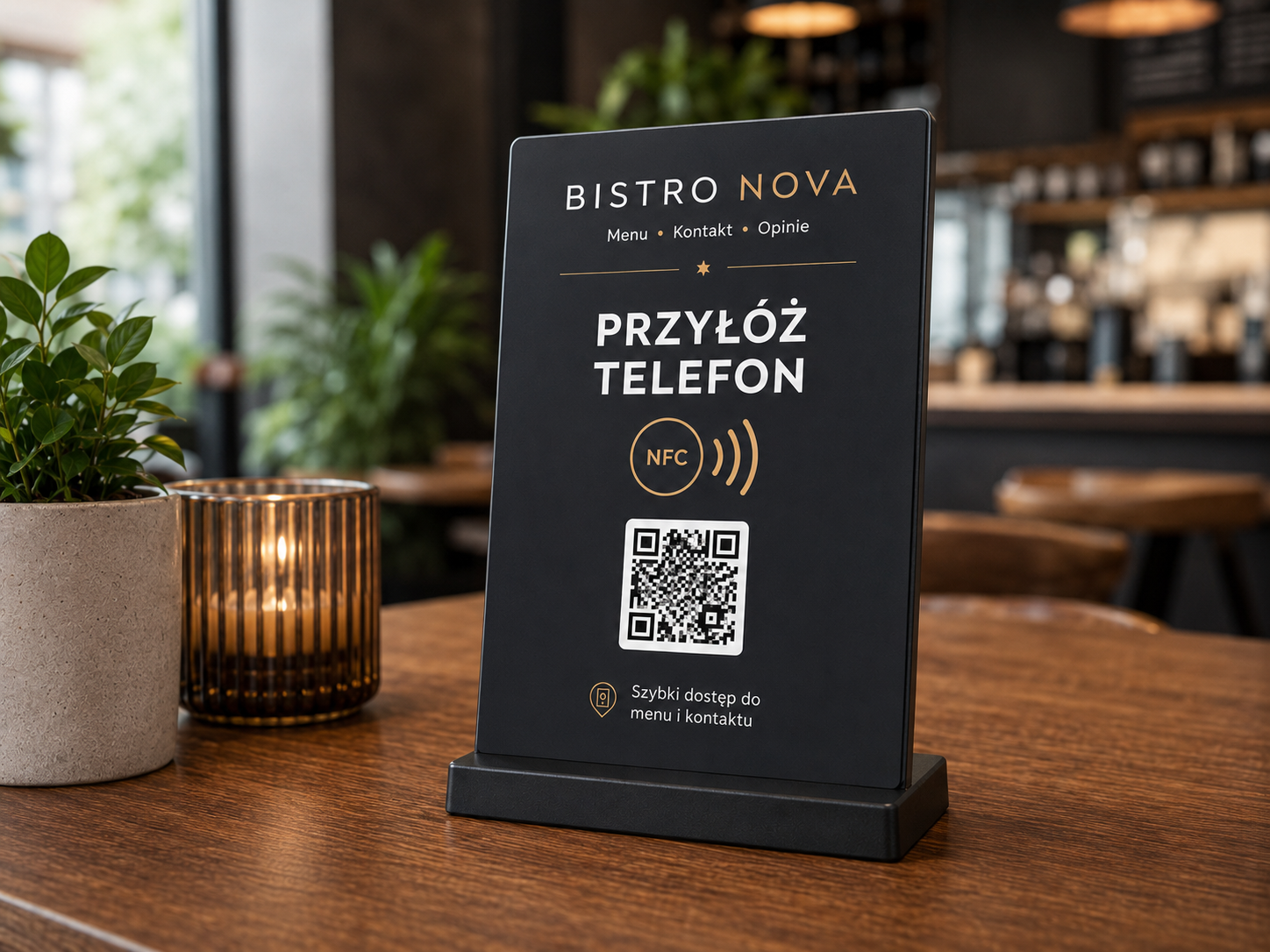 Stojak NFC ZBLIŻ Black Pro z kodem QR